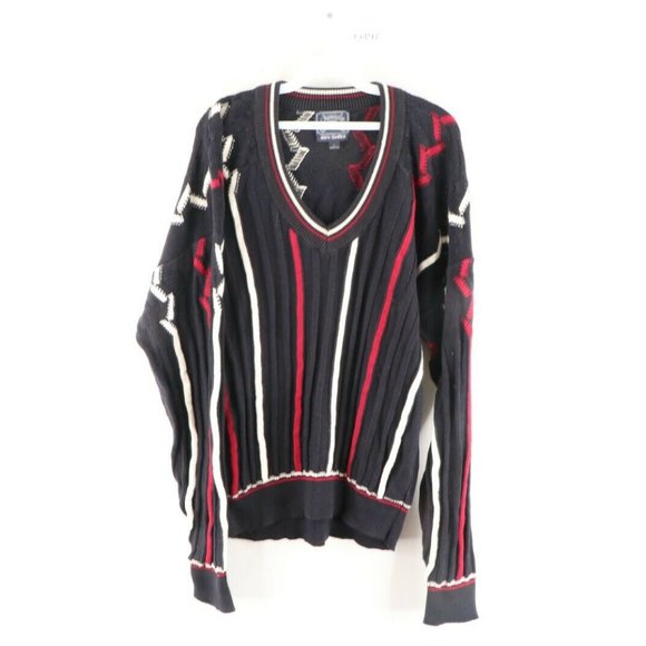 Vintage 90s Burberrys Coogi Style V-Neck Sweater